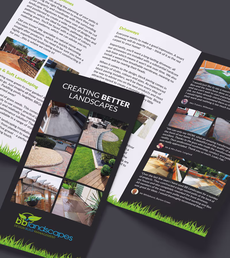 Image depicting brochure design for BB Landscapes